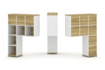 Надставка на стол высокая односторонняя + задняя стенка 8 шт. + распашной фасад 3 шт. Рива CONCEPT CN.ONV-003 Дуб Винченцо Белый бриллиант Белый