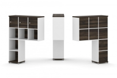 Надставка на стол высокая односторонняя + задняя стенка 8 шт. + распашной фасад 3 шт. Рива CONCEPT CN.ONV-003 Дуб Мали Белый бриллиант Белый металл