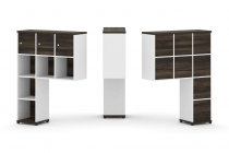 Надставка на стол высокая односторонняя + задняя стенка 8 шт. + распашной фасад 3 шт. Рива CONCEPT CN.ONV-003 Дуб Мали Белый бриллиант Черный