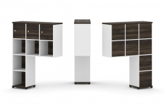 Надставка на стол высокая односторонняя + задняя стенка 8 шт. + распашной фасад 3 шт. Рива CONCEPT CN.ONV-003 Дуб Мали Белый бриллиант Черный