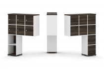 Надставка на стол высокая односторонняя + задняя стенка 8 шт. + распашной фасад 6 шт. Рива CONCEPT CN.ONV-008 Дуб Мали Белый бриллиант Белый металл