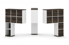 Надставка на стол высокая односторонняя + задняя стенка 8 шт. + распашной фасад 6 шт. Рива CONCEPT CN.ONV-008 Дуб Мали Белый бриллиант Белый металл