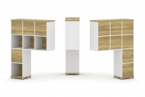 Надставка на стол высокая односторонняя + задняя стенка 8 шт. + распашной фасад 6 шт. Рива CONCEPT CN.ONV-008 Дуб Винченцо Белый бриллиант Черный