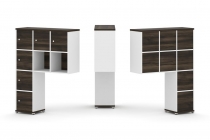 Надставка на стол высокая односторонняя + задняя стенка 8 шт. + распашной фасад 6 шт. Рива CONCEPT CN.ONV-009 Дуб Мали Белый бриллиант Черный