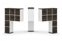 Надставка на стол высокая односторонняя + задняя стенка 8 шт. + распашной фасад 8 шт. Рива CONCEPT CN.ONV-010 Дуб Мали Белый бриллиант Белый металл