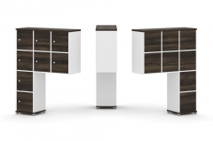 Надставка на стол высокая односторонняя + задняя стенка 8 шт. + распашной фасад 8 шт. Рива CONCEPT CN.ONV-010 Дуб Мали Белый бриллиант Белый металл