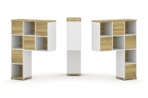 Надставка на стол высокая двухсторонняя + задняя стенка 8 шт. Рива CONCEPT CN.DNV-001 Дуб Винченцо Белый бриллиант Белый металл