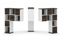 Надставка на стол высокая двухсторонняя + задняя стенка 8 шт. Рива CONCEPT CN.DNV-001 Дуб Мали Белый бриллиант Черный металл