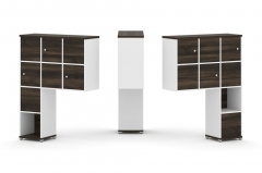 Надставка на стол высокая двухсторонняя + задняя стенка 8 шт. + распашной фасад 6 шт. Рива CONCEPT CN.DNV-002 Дуб Мали Белый бриллиант Белый металл