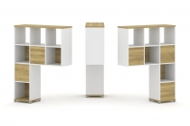 Надставка на стол высокая двухсторонняя + задняя стенка 5 шт. Рива CONCEPT CN.DNV-003 Дуб Винченцо Белый бриллиант Белый металл