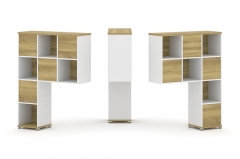 Надставка на стол высокая двухсторонняя + задняя стенка 8 шт. Рива CONCEPT CN.DNV-005 Дуб Винченцо Белый бриллиант Белый металл