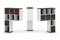 Надставка на стол высокая двухсторонняя + задняя стенка 8 шт. Рива CONCEPT CN.DNV-005 Дуб Мали Белый бриллиант Черный металл