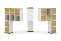 Надставка на стол высокая двухсторонняя + задняя стенка 8 шт. + блок с 1-м ящиком 2 шт. + распашной фасад 2 шт. Рива CONCEPT CN.DNV-007 Дуб Винченцо