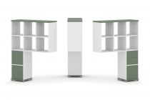 Надставка на стол высокая двухсторонняя + задняя стенка 2 шт. + блок с 2-мя ящиками 2 шт. Рива CONCEPT CN.DNV-008 Кобо Белый бриллиант Белый металл