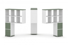 Надставка на стол высокая двухсторонняя + задняя стенка 2 шт. + блок с 2-мя ящиками 2 шт. Рива CONCEPT CN.DNV-008 Кобо Белый бриллиант Белый металл