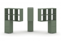 Надставка на стол высокая двухсторонняя + задняя стенка 2 шт. + блок с 2-мя ящиками 2 шт. Рива CONCEPT CN.DNV-008 Кобо Белый металл