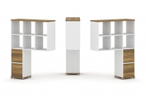 Надставка на стол высокая двухсторонняя + задняя стенка 2 шт. + блок с 2-мя ящиками 2 шт. Рива CONCEPT CN.DNV-008 Сандал Янтарный Белый бриллиант