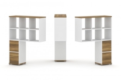Надставка на стол высокая двухсторонняя + задняя стенка 2 шт. + блок с 2-мя ящиками 2 шт. Рива CONCEPT CN.DNV-008 Сандал Янтарный Белый бриллиант