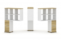 Надставка на стол высокая двухсторонняя + задняя стенка 2 шт. + блок с 2-мя ящиками 2 шт. Рива CONCEPT CN.DNV-008 Дуб Винченцо Белый бриллиант