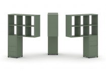 Надставка на стол высокая двухсторонняя + задняя стенка 2 шт. + блок с 2-мя ящиками 2 шт. Рива CONCEPT CN.DNV-008 Кобо Черный металл