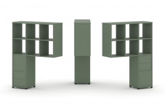 Надставка на стол высокая двухсторонняя + задняя стенка 2 шт. + блок с 2-мя ящиками 2 шт. Рива CONCEPT CN.DNV-008 Кобо Черный металл