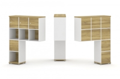 Надставка на стол высокая двухсторонняя + задняя стенка 8 шт. + распашной фасад 6 шт. Рива CONCEPT CN.DNV-009 Дуб Винченцо Белый бриллиант Белый