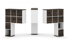 Надставка на стол высокая двухсторонняя + задняя стенка 8 шт. + распашной фасад 6 шт. Рива CONCEPT CN.DNV-009 Дуб Мали Белый бриллиант Черный