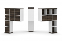 Надставка на стол высокая двухсторонняя + задняя стенка 8 шт. + распашной фасад 3 шт. Рива CONCEPT CN.DNV-010 Дуб Мали Белый бриллиант Черный