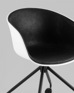 Кресло офисное Stool Group LIBRA пластик белый экокожа черная на колесиках