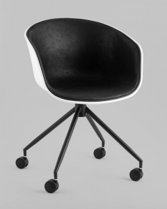 Кресло офисное Stool Group LIBRA пластик белый экокожа черная на колесиках