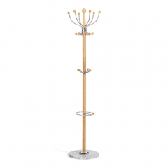 Вешалка Tetchair Hanami mod. GH-8617 дерево/хром/мрамор, 37 x 37 x 175 см, White Белый / Natural натуральный