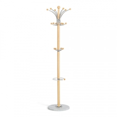 Вешалка Tetchair Sakura mod. GH-8606 дерево/хром/мрамор, 37 x 37 x 175 см, White Белый / Natural натуральный