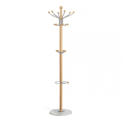 Вешалка Tetchair Himawari mod. GH-8014 дерево/хром/мрамор, 37 x 37 x 175 см, White Белый / Natural натуральный