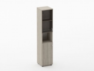 Шкаф высокий со стеклом и нишей Персона Грата Twin 16.16.16Л Дуб Сантана светлый