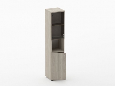 Шкаф высокий со стеклом и нишей Персона Грата Twin 16.16.16Л Дуб Сантана светлый