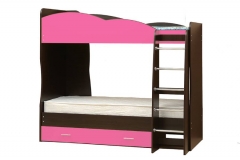 Кровать детская Матрица двухъярусная Юниор-2.1 Венге/Ярко-розовый