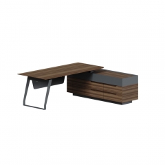 Стол руководителя на опорной тумбе Норден QUARTZ QZ.0101.BW+QZ.0201.BW.GF.R правый