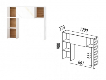Надстройка лев/прав Витра Монако 903.25 Дуб Вотан / Белый шпон / Альпийский белый