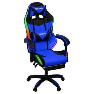 Кресло KINGQUEEN 1209 KINGQUEEN, цвет черный/синий с подсветкой, 1209-black-blue-mass-led
