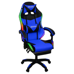 Кресло KINGQUEEN 1209 KINGQUEEN, цвет черный/синий с подсветкой, 1209-black-blue-mass-led