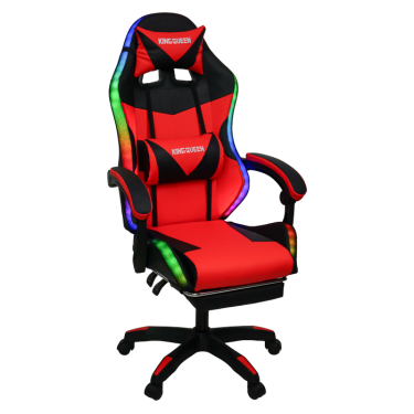Кресло KINGQUEEN 1209 KINGQUEEN, цвет черный/красный с подсветкой, 1209-black-red-mass-led
