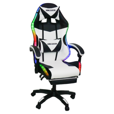 Кресло KINGQUEEN 1209 KINGQUEEN, цвет черный/белый с подсветкой, 1209-black-white-mass-led
