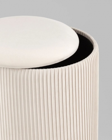 Пуф Stool Group Шарлотта с ящиком велюр бежевый серебро основание