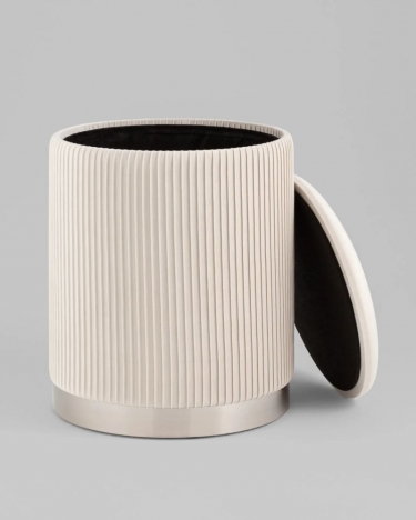 Пуф Stool Group Шарлотта с ящиком велюр бежевый серебро основание