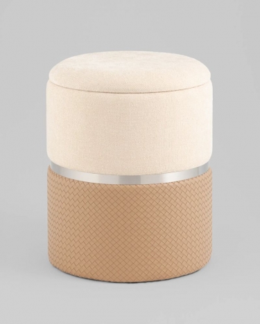 Пуф Stool Group Кэрри с ящиком бежевый шенилл с экокожей