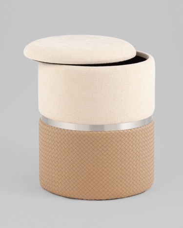 Пуф Stool Group Кэрри с ящиком бежевый шенилл с экокожей