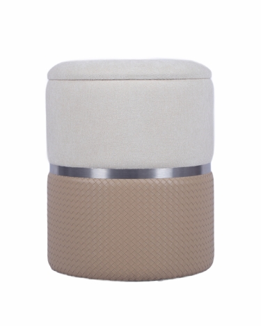 Пуф Stool Group Кэрри с ящиком бежевый шенилл с экокожей