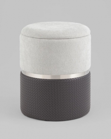 Пуф Stool Group Кэрри с ящиком серо-черный шенилл с экокожей
