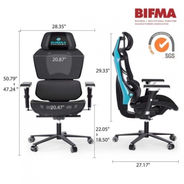 Эргономичное компьютерное кресло для геймеров Eureka Eureka TYPHON, Blue