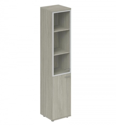 Шкаф высокий со стеклом, задняя стенка ХДФ левый Норден Wing WN.702.OL.OL.AL.L Дуб светлый